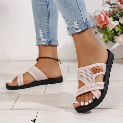 Zwarte Mesh Slide Sandalen - Elin