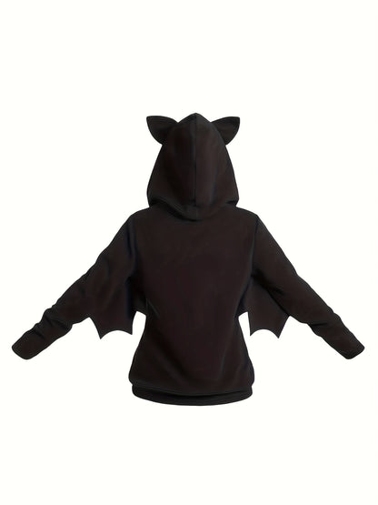 Zwarte Vleermuisvleugel Hoodie - Luna