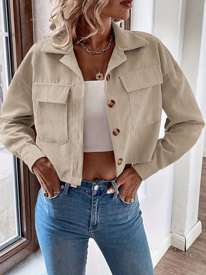 Beige Cropped Jas - Lara