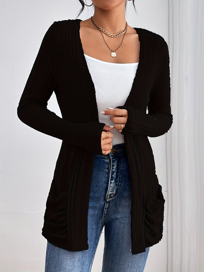 Roze Ribgebreide Open Cardigan - Lotte