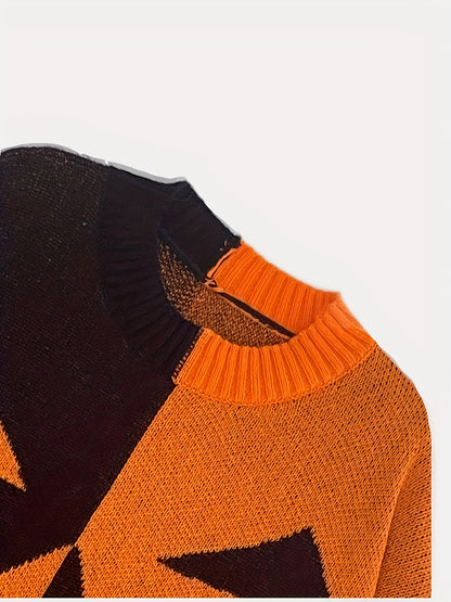 Oranje Halloween Pompoen Sweaterjurk - Fleur