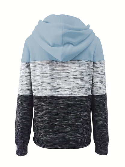 Roze Colorblock Hoodie met Rits - Eva