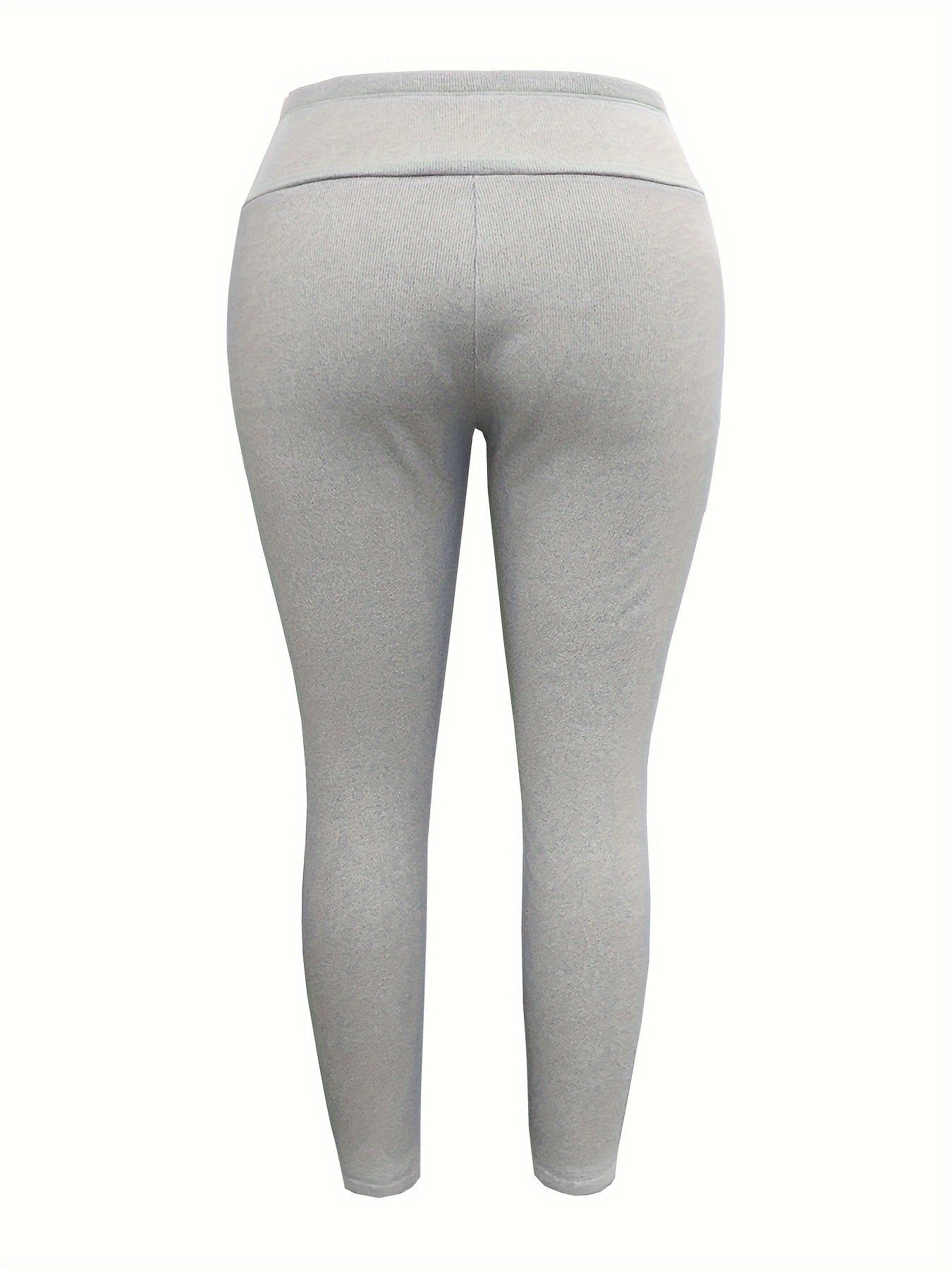 Lichtgrijze Plus Size Sport Leggings met Pluche Voering - Ella