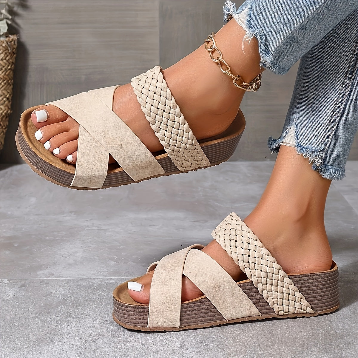 Zwarte Espadrille Kruisband Sandalen - Liv