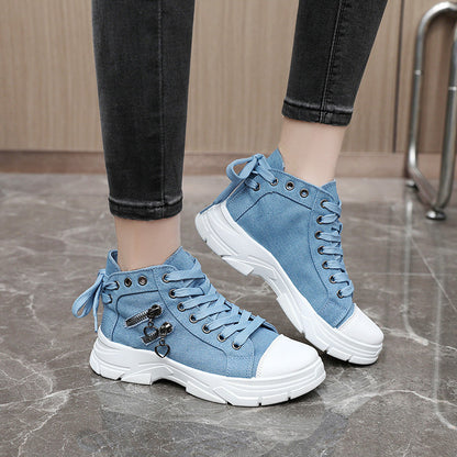 Blauwe Canvas Platform Sneakers - Lily