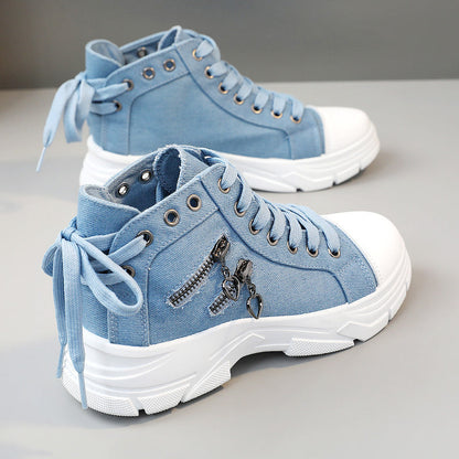 Blauwe Canvas Platform Sneakers - Lily