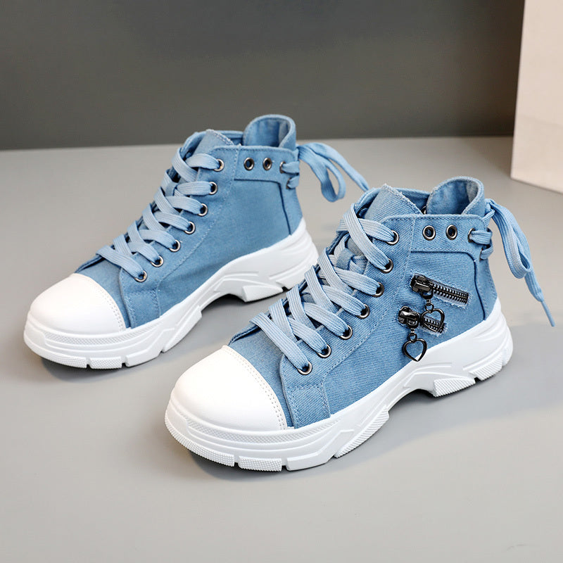 Blauwe Canvas Platform Sneakers - Lily