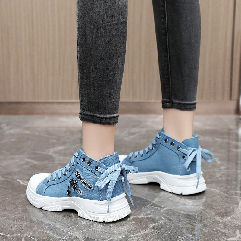 Blauwe Canvas Platform Sneakers - Lily