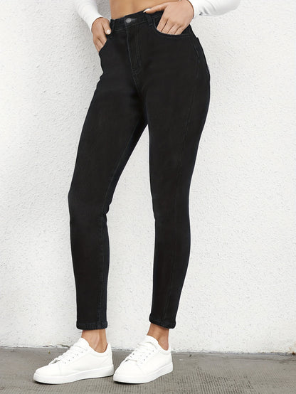 Blauwe Fleece Voering Skinny Jeans - Mila