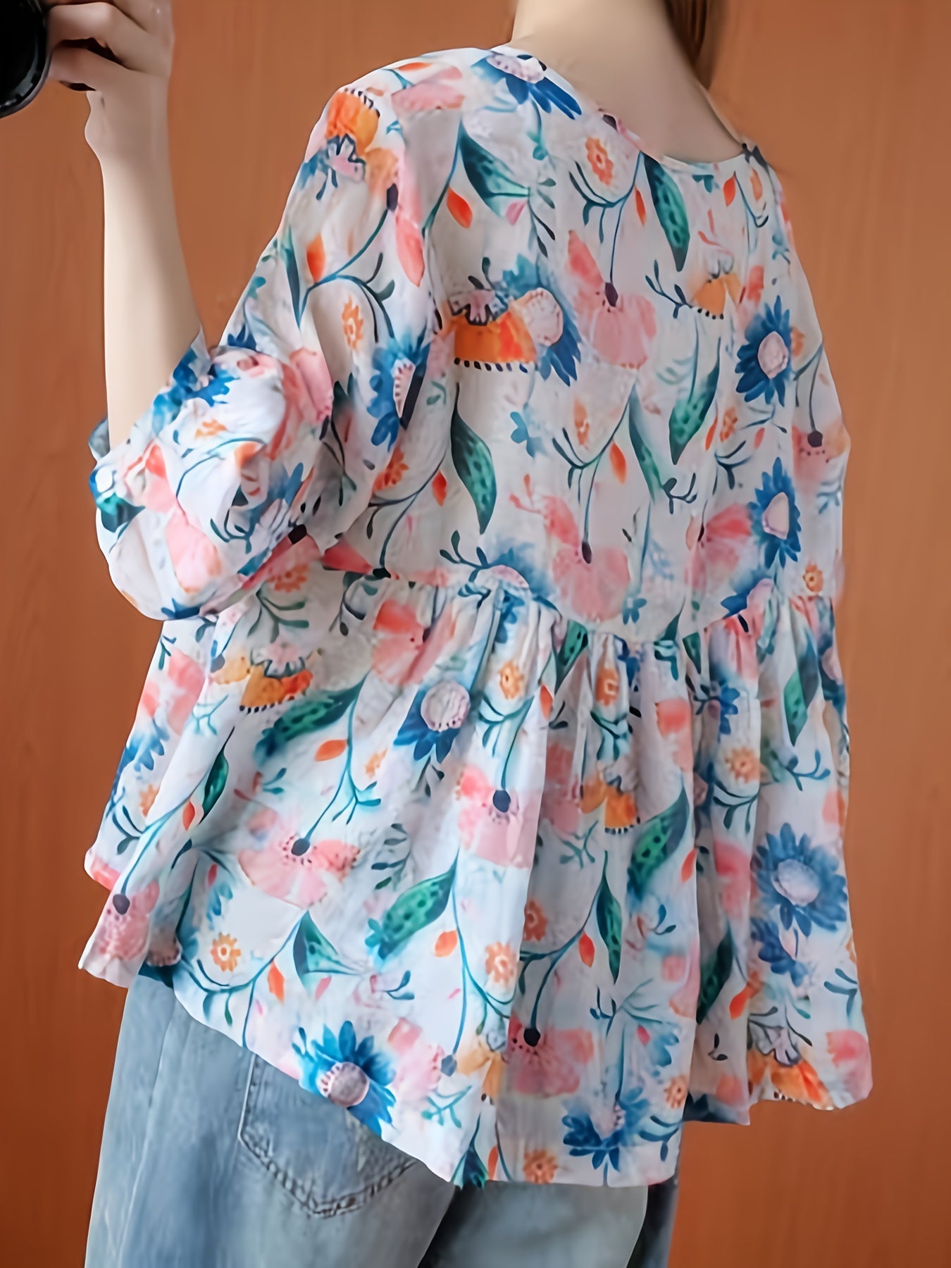 Gele Bloemenprint Ruffle Blouse - Sophie