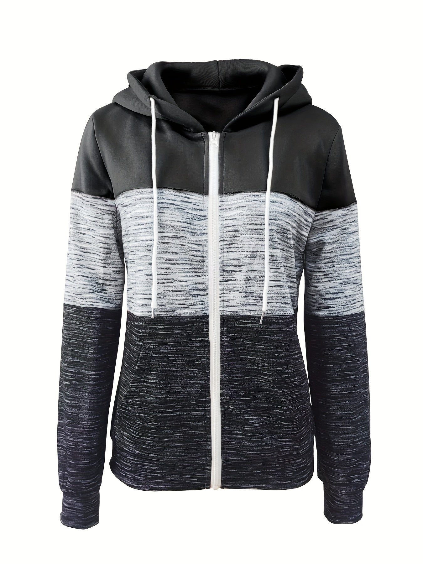 Roze Colorblock Hoodie met Rits - Eva