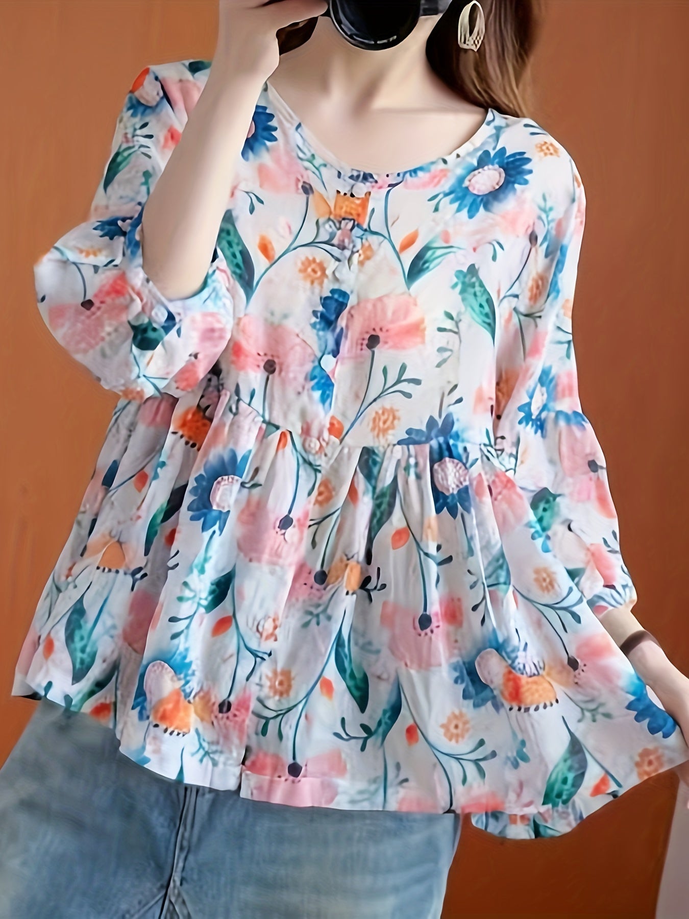 Gele Bloemenprint Ruffle Blouse - Sophie