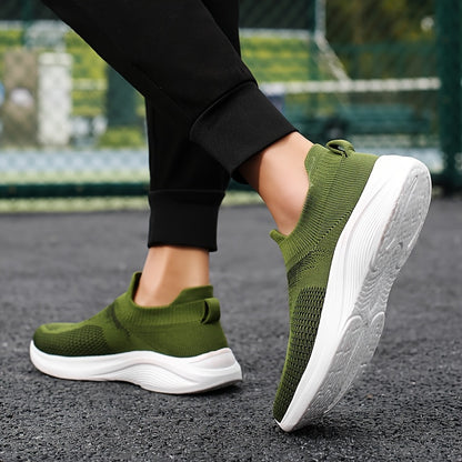 Groene Gebreide Instapsneakers - Sam