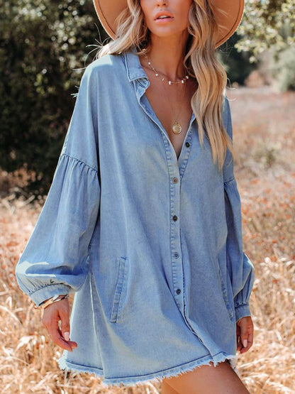 Elegantes Oversized-Jeans Hem Kleid