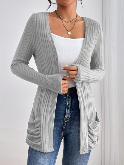 Roze Ribgebreide Open Cardigan - Lotte