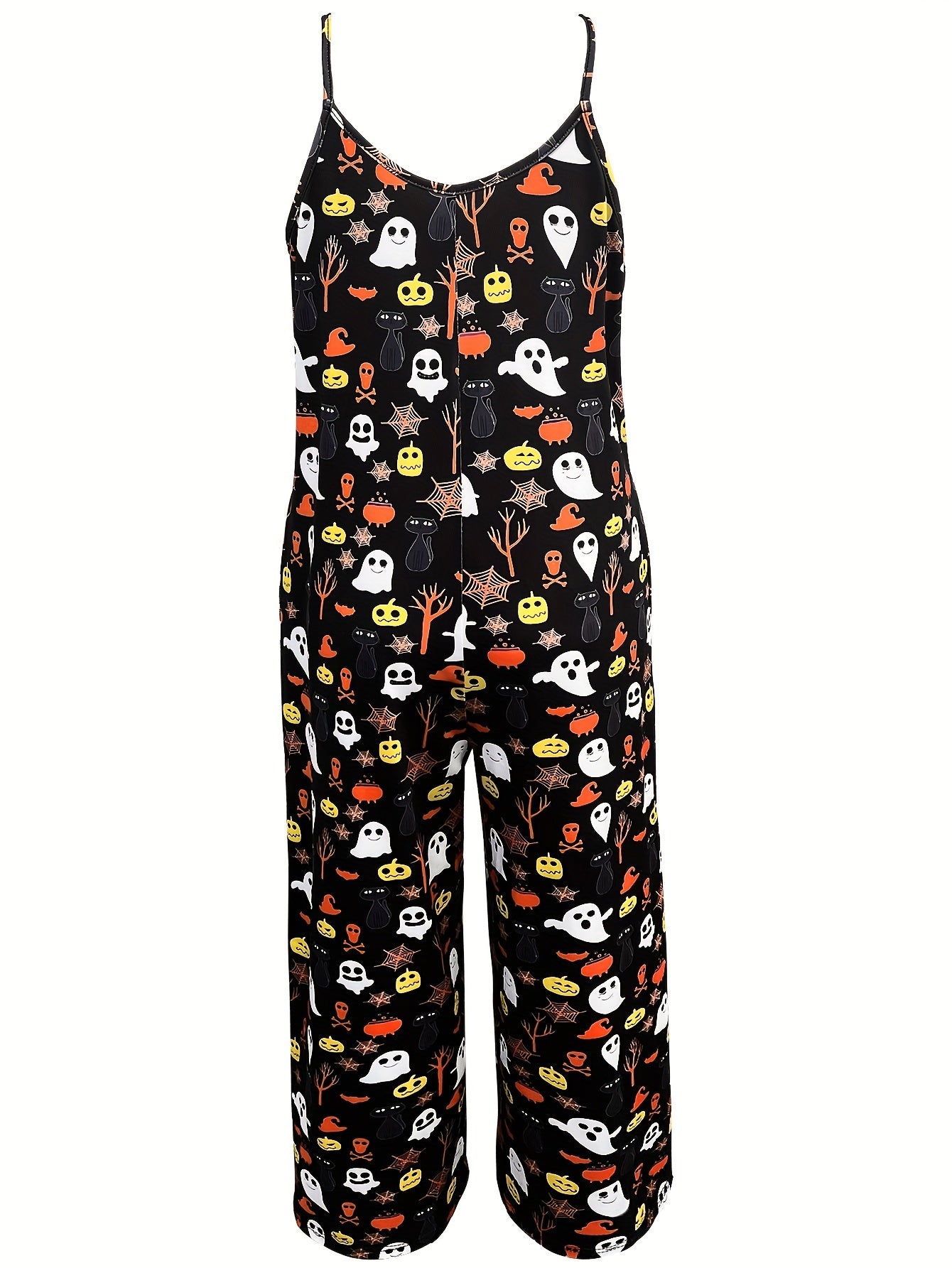 Zwarte Halloween Spookprint Jumpsuit - Mila