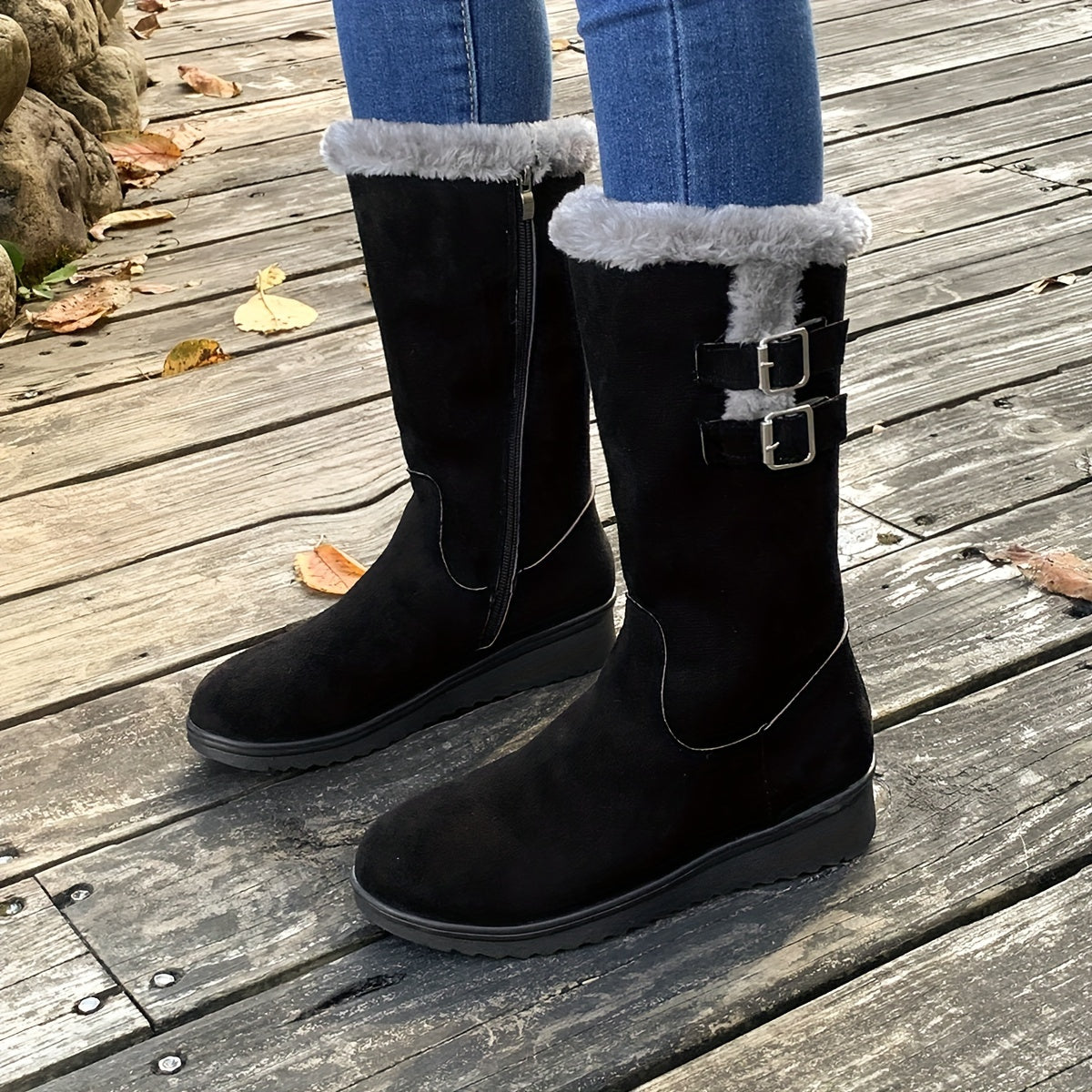 Zwarte Orthopedische Winterlaarzen met Wedge - Mila