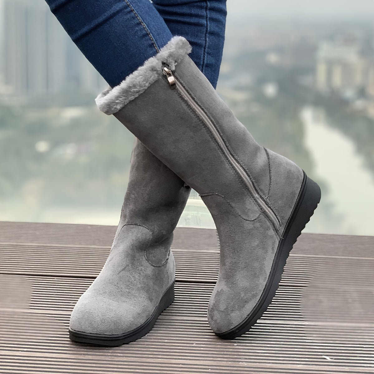 Zwarte Orthopedische Winterlaarzen met Wedge - Mila