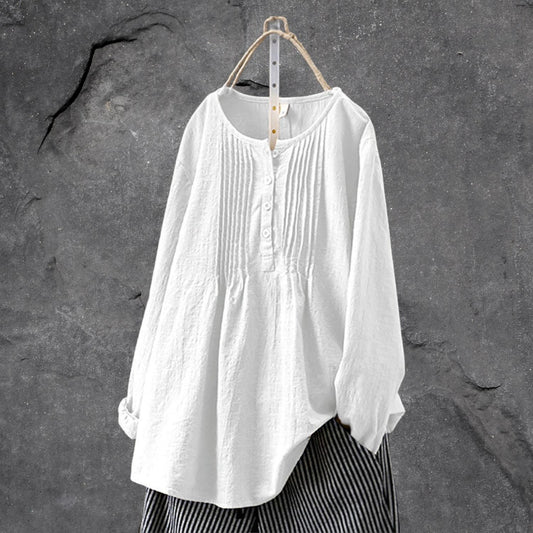 Luchtig boho-chic blouseshirt – met knoopsluiting en ruches