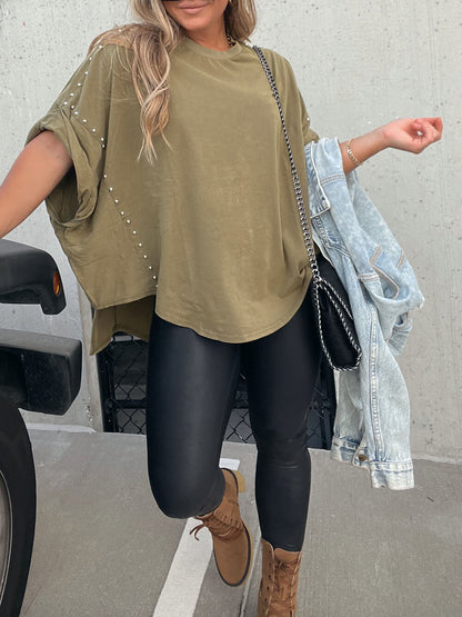 Oversized T-shirt met kralen – casual chic