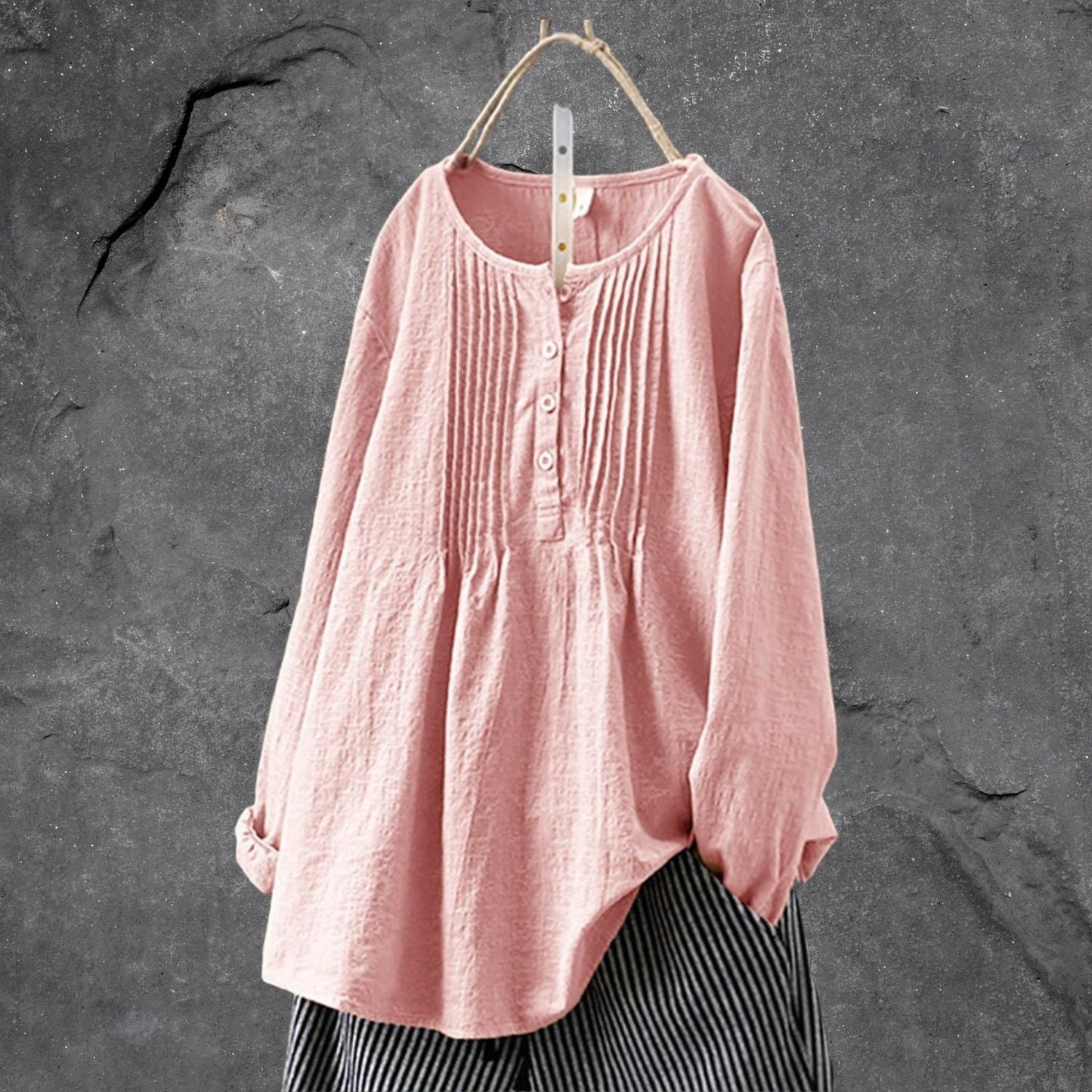 Luchtig boho-chic blouseshirt – met knoopsluiting en ruches