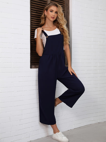 Blauwe Wijde Jumpsuit met Knoopsluiting - Nora