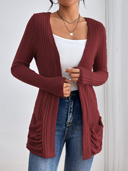 Roze Ribgebreide Open Cardigan - Lotte