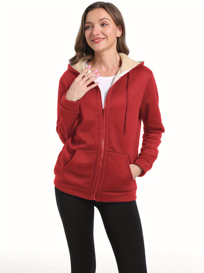 Zwarte Pluche Warme Hoodie voor Herfst en Winter - Emma