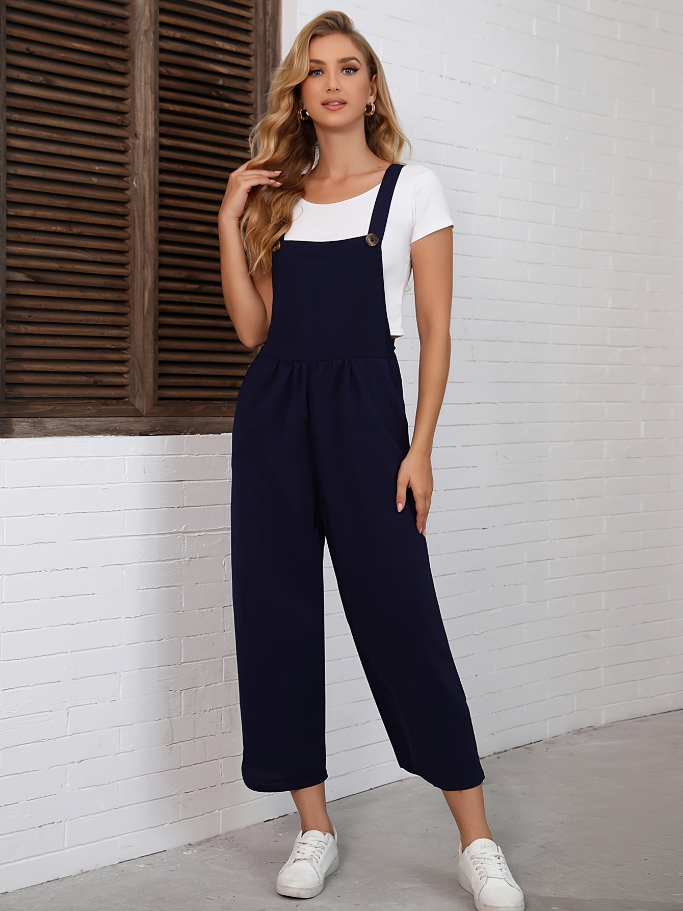 Blauwe Wijde Jumpsuit met Knoopsluiting - Nora