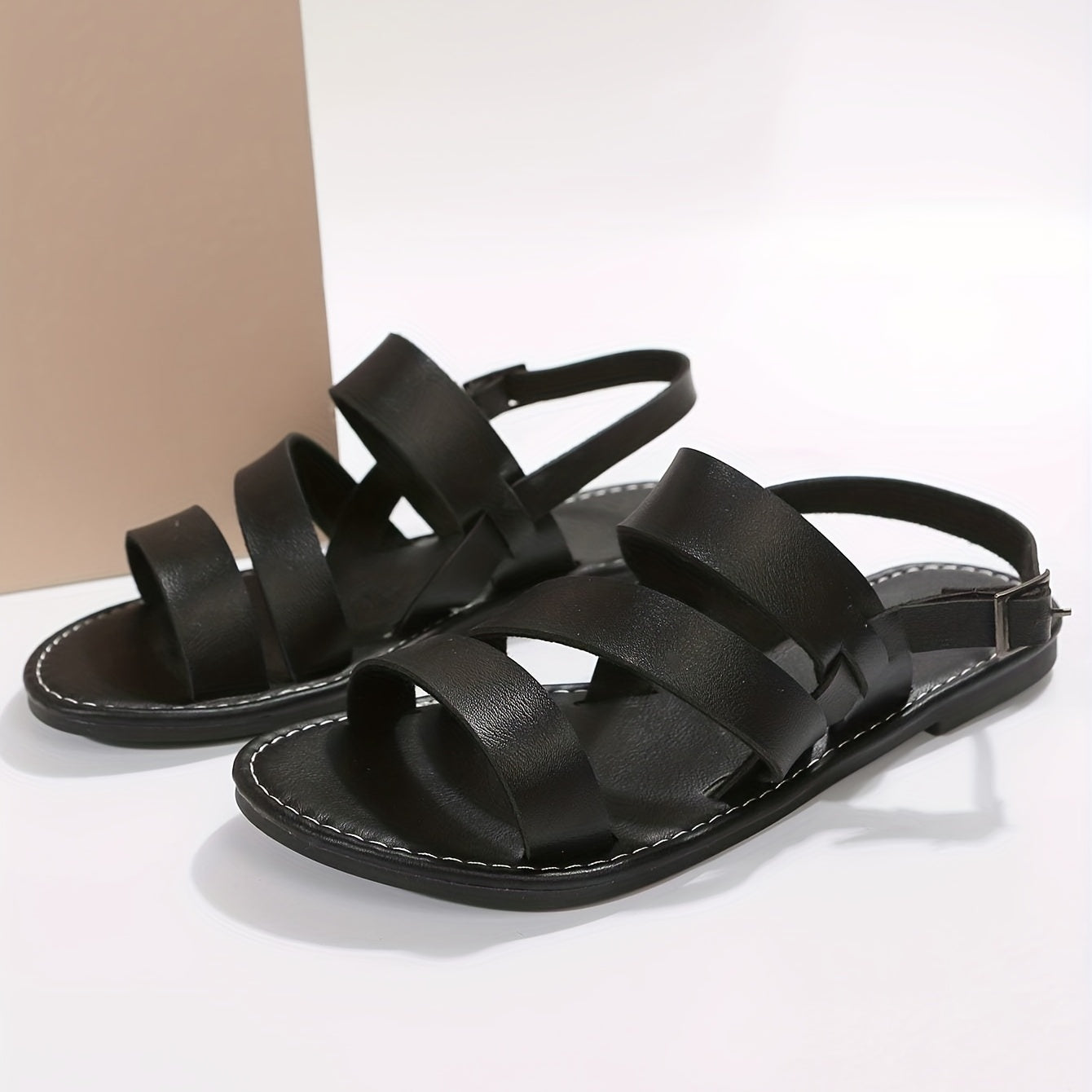 Zwarte Orthopedische Romeinse Sandalen - Esmee