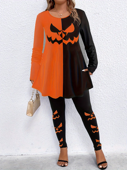 Oranje Halloween Pompoen Co-ord Set - Zoey