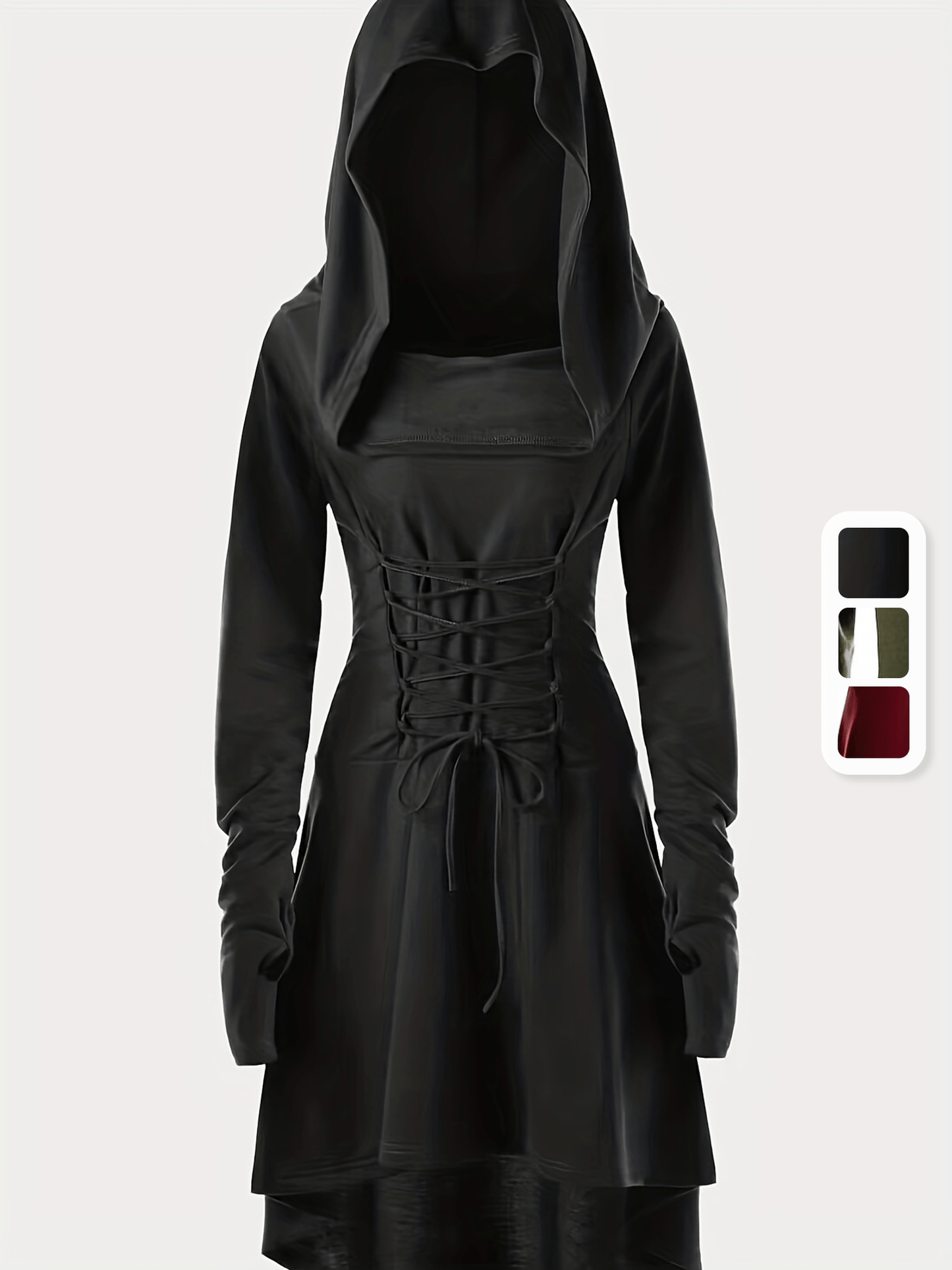 Zwarte Gotische Hooded Jurk - Elara