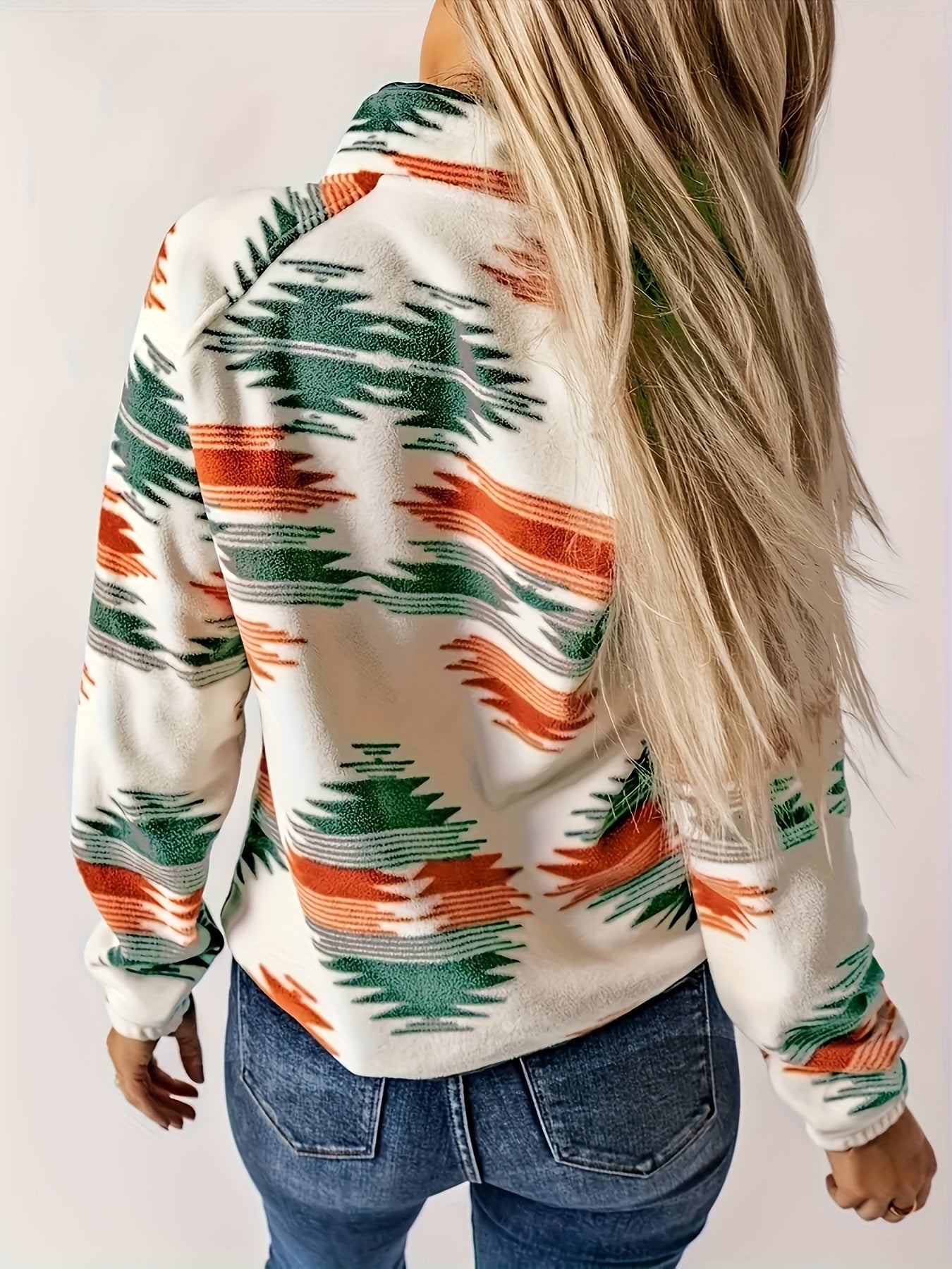 Koningsblauwe Aztec Print Jas met Knopen - Yara