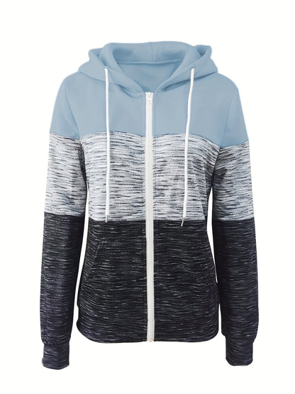 Roze Colorblock Hoodie met Rits - Eva