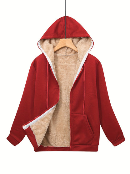 Zwarte Pluche Warme Hoodie voor Herfst en Winter - Emma