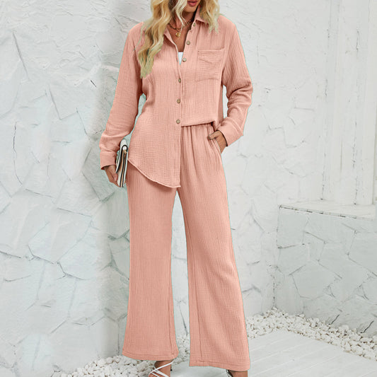 Roze Loose Fit Shirt en Broek Set - Eva