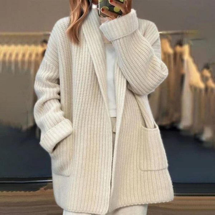 Beige Gebreid Vest voor Winter - Lotte