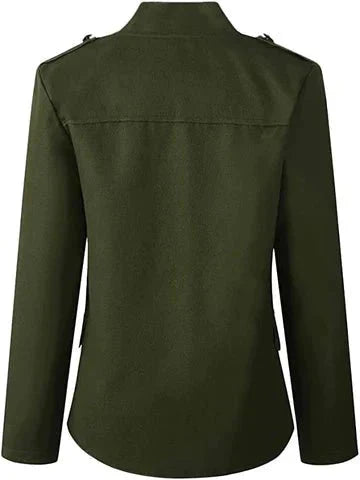 Army Groene Blazer met Opstaande Kraag - Elise