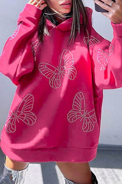 Roze Hoodie met Vlinderstuds - Jade