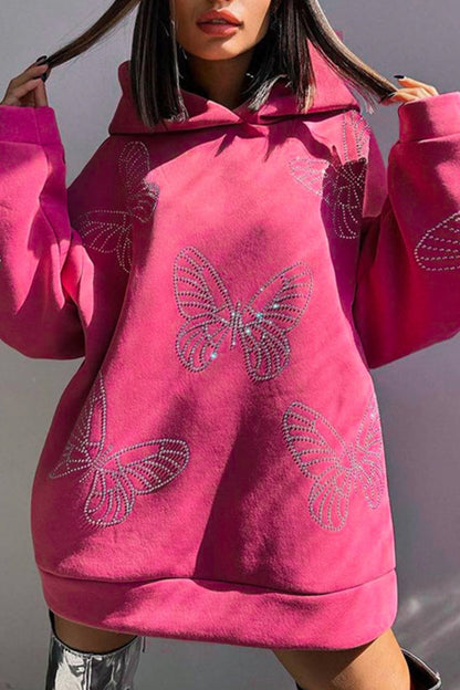 Roze Hoodie met Vlinderstuds - Jade