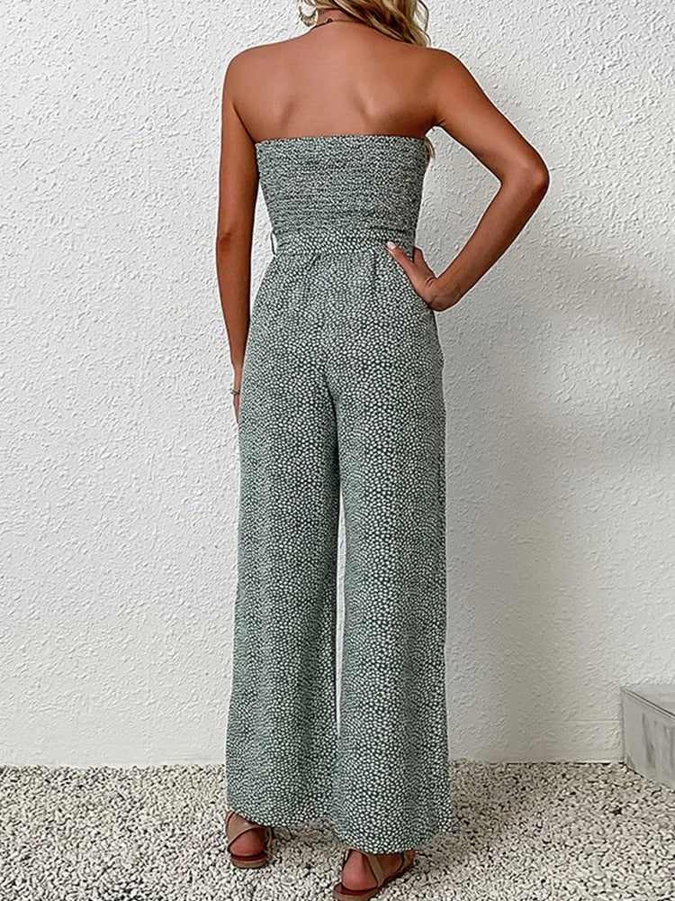 Groene Strapless Elegante Jumpsuit - Esmée