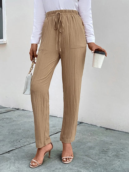 Khaki Plooiende Casual Broek - Emma