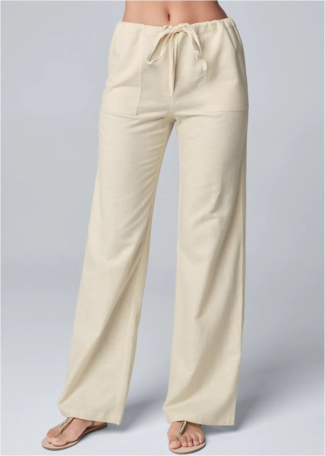 Beige Casual Broek met Trekkoord - Lotte