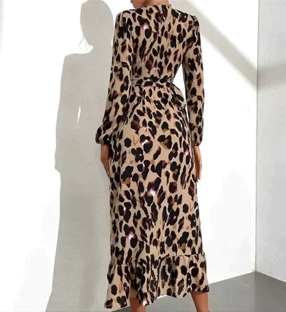 Trendy maxi-jurk met luipaardprint