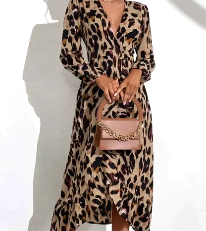 Trendy maxi-jurk met luipaardprint