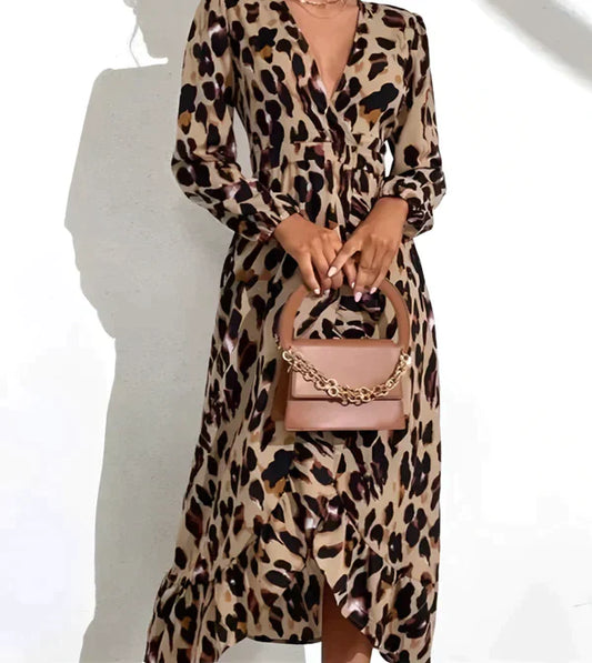 Trendy maxi-jurk met luipaardprint