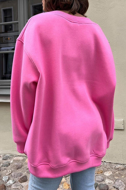 Roze Oversized Sweater met Ronde Hals - Mila