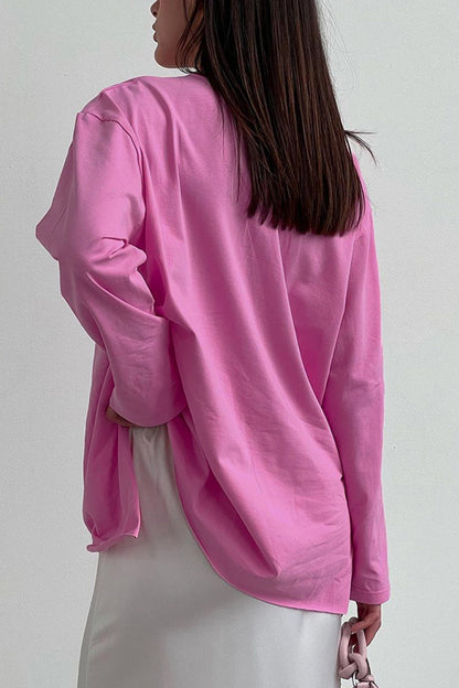 Roze Crewneck Sweatshirt met Split - Mila