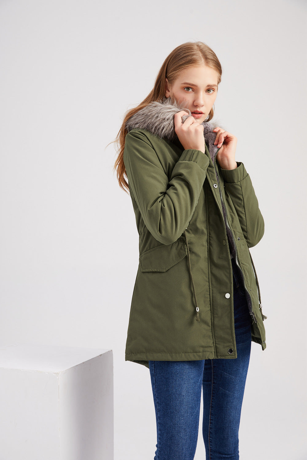 Groene Winter Parka met Capuchon - Fleur