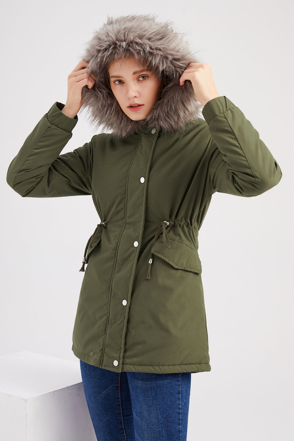 Groene Winter Parka met Capuchon - Fleur